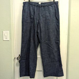 Jones New York Blue Chambray Wide Leg Loose Flowy Pants 1X Plus w Patch Pockets